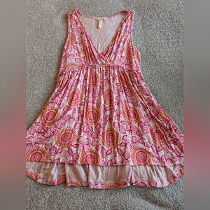 Matilda Jane Skyride Pink and Orange Patterned Tank Tunic Size Med
